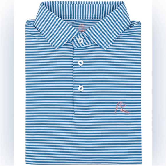 Rhoback Blue and White Striped Polo Shirt - Picture 2 of 8